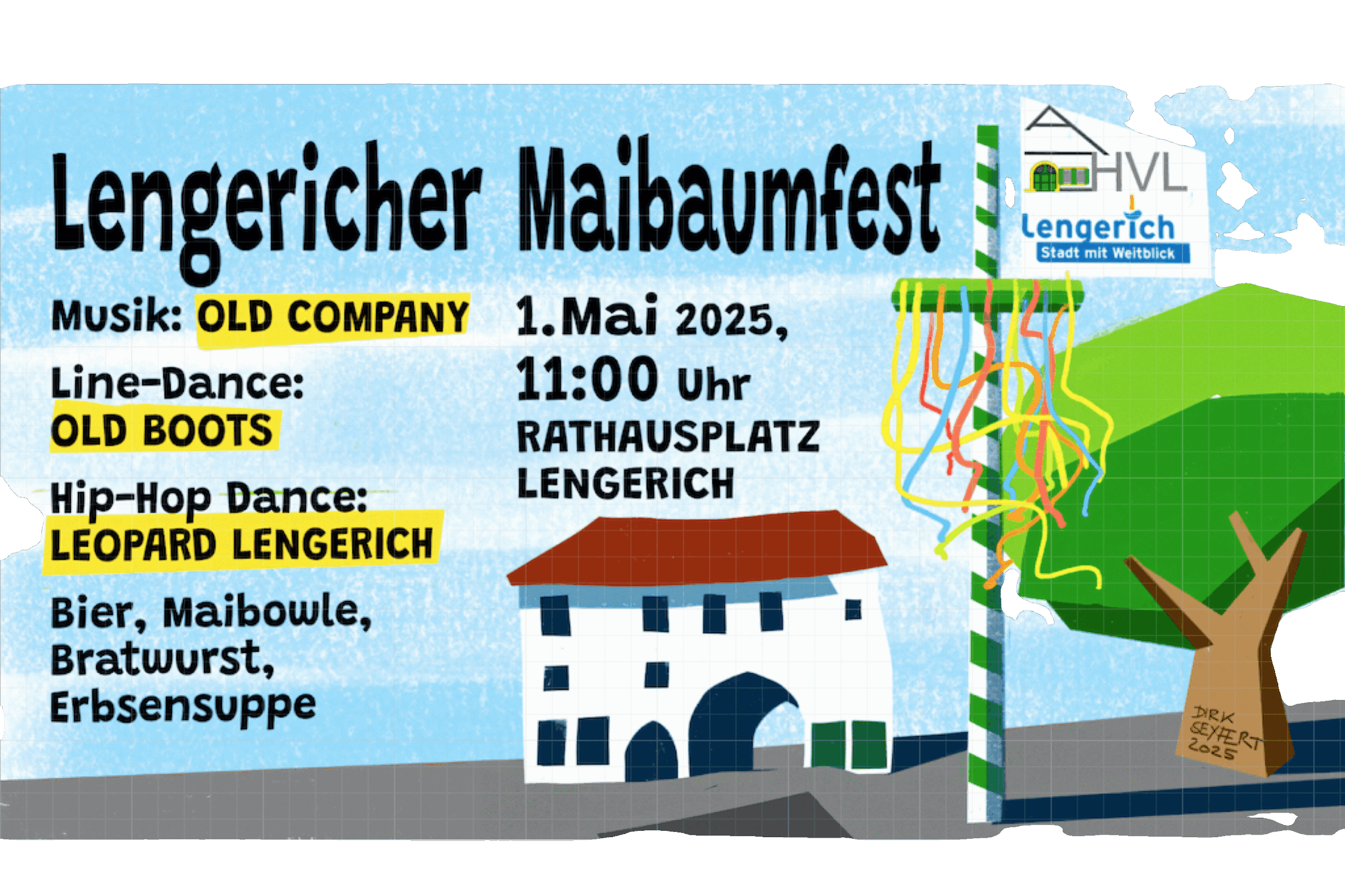 Maibaum 2025 Foto: Old Company) Werden es richtig krachen lassen - Die Formation „OLD CAMPANY“ aus Westerkappeln sorgt erstmals beim Lengericher Maibaumrichten am 1. Mai ab 11 Uhr mit ihren Ohrwürmern für beste musikalische Unterhaltung